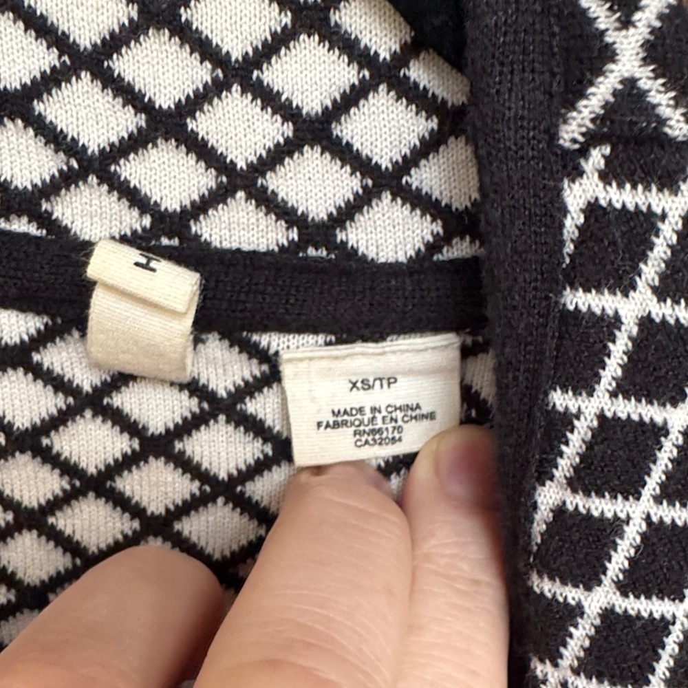 Moth Anthropologie Black and White Lace Patterned Moto Style Sweater - Picture 3 of 6